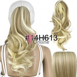 Extensie de par coada ondulata cu cleste 45 cm Cod CP22214H613 Blond Inchis Ash cu suvite Blond Deschis